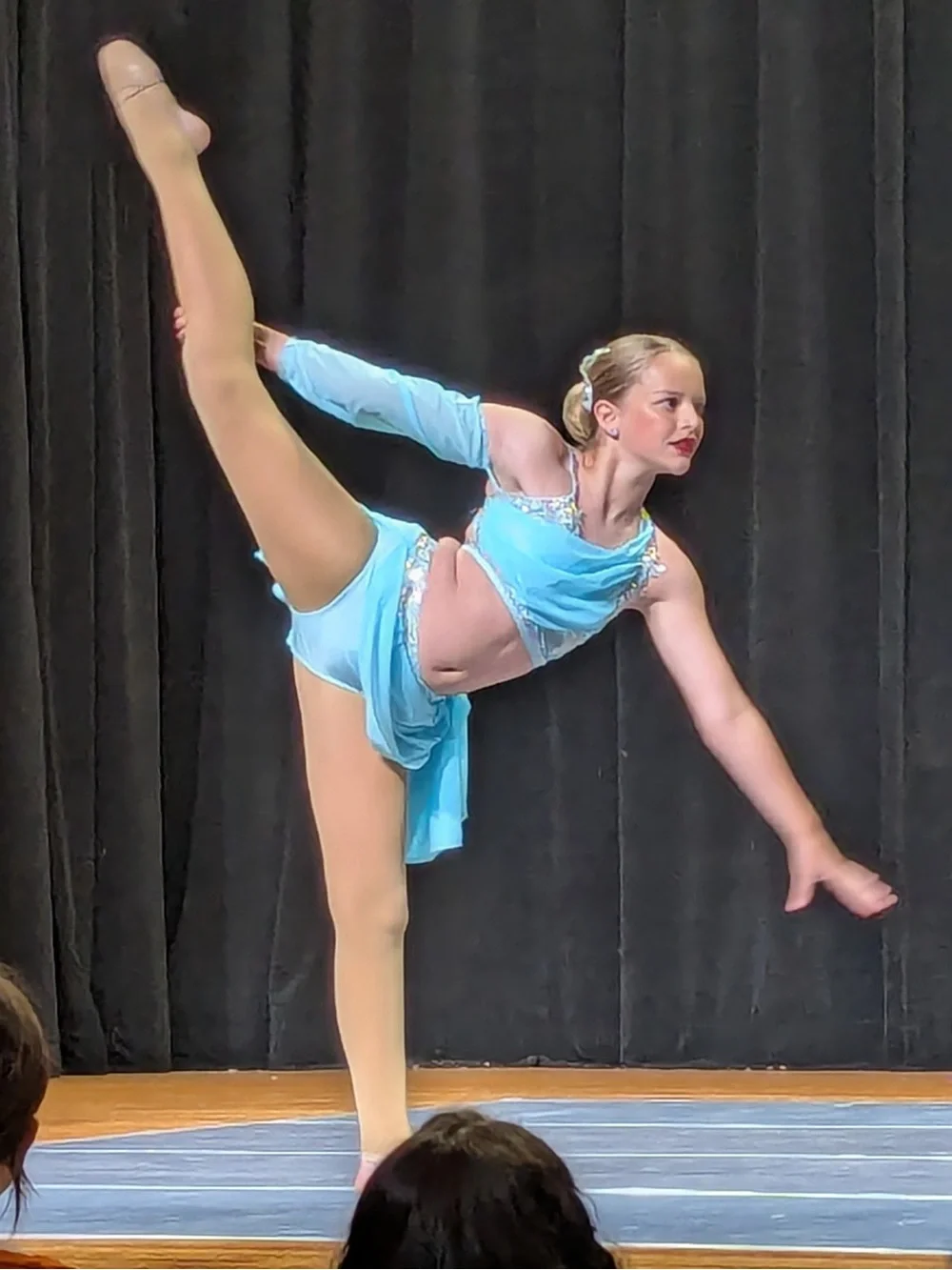 Girls' Light Blue Dance One-Piece Costume